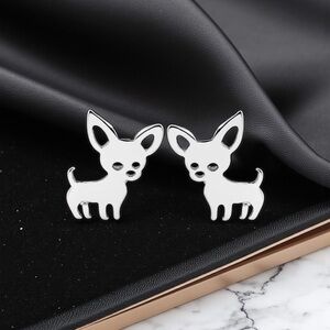 Charming Silver Chihuahua Dog Earrings